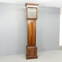 A Smiths Astral longcase clock in mahogany case, with quartz movement and shelved interior.