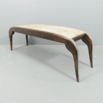 R & Y AUGOUSTI - A French Art Deco style bench in shagreen and palmwood, with maker's metal plaque