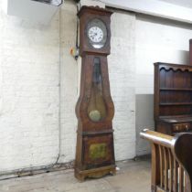 L VENTRILLARD a MORTAIN - A 19th century pine cased Comptoise clock, with enamelled dial and all