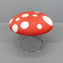 A Boss Design Group Magic stool in the form of a toadstool mushroom, with maker's labels to original
