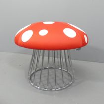 A Boss Design Group Magic stool in the form of a toadstool mushroom, with maker's labels to original