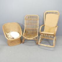 3 various wicker chairs.