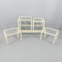 PIERRE VANDEL - Four mid-century design glass top occasional tables, and a matching coffee table. (