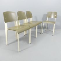 JEAN PROUVE - A set of four Vitra Standard SP chairs, olive seat on ecru base, with maker's labels