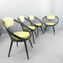 A set of four mid-century design circle chairs, in the manner of Yngve Ekstrom for Swedese. Good