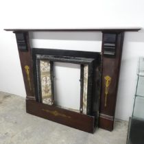 A Victorian cast iron fireplace with marble surround. Iron fireplace overall 96x100x15cm, mantel