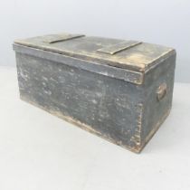 A Vintage painted sailors trunk, the interior decorated with Swedish flags. 89x39x42cm.