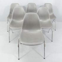 CHARLES EAMES - A set of six Vitra DSS dining chairs, with maker's label and moulded maker's