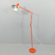 HCF DENMARK - A 1970s anglepoise floor lamp. Turns on when plugged in, but not PAT tested. plastic