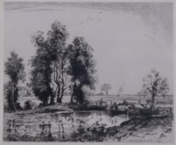 Albany Howarth, pair of etchings, Old Sussex Mill and Hertfordshire canal, signed in pencil, plate