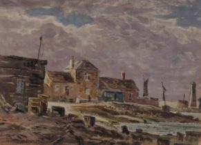 William Warden (1908 - 1982), cottages at Dungeness, watercolour, 27cm x 37cm, framed, provenance: