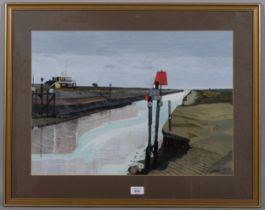 Cyril Barnes, the Harbour Master's office and channel Rye, watercolour, signed, 41cm x 58cm,