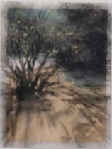 Leslie Norgate (Canadian), winter shadows Banff, charcoal on velum, signed and dated 2010, 16.5cm