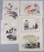 5 Chinese watercolours, image 33cm x 43cm