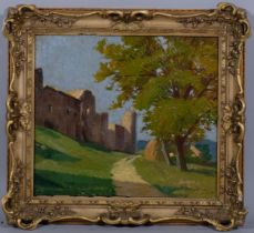 William Miller Frazer (Scottish, 1864 - 1961), sunlight on castle ruins, signed and dated 1930, 39cm