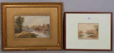 Henry Earp, Arundel river scene, 1906, watercolour, 11cm x 15cm, and a 19th century watercolour