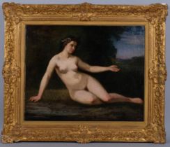 19th century oil on canvas, Classical female nude, unsigned, 64cm x 80cm, framed Canvas has been