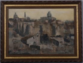 Jose Beulas (1921 - 2017), Continental hilltop village, oil on board, signed and dated '52, 31cm x