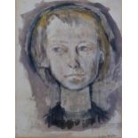 Edward Dicks (1928 - 2012), head portrait of a boy, watercolour, signed, 29cm x 22cm, framed Even