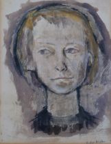 Edward Dicks (1928 - 2012), head portrait of a boy, watercolour, signed, 29cm x 22cm, framed Even