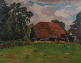 William Warden (1908 - 1982), farmyard scene, oil on board, signed and dated 1960, 70cm x 90cm,