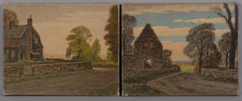 William Warden (1908 - 1982), pair of Winchelsea scenes, oils on canvas, signed and dated 1951, 40cm