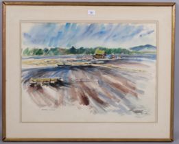 Barbara Greene, estuary scene, watercolour, signed, 50cm x 66cm, framed Very slight even paper