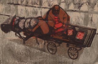 Charles Keeping, Coster Cart II, lithograph, signed in ink, 1958, no. 5/20, image 26cm x 39cm,