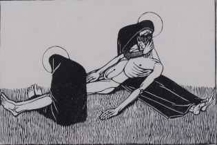 Gwen Raverat (1885-1957), wood engraving on paper, Pieta (1912), 10cmx 15cm, from the Modern