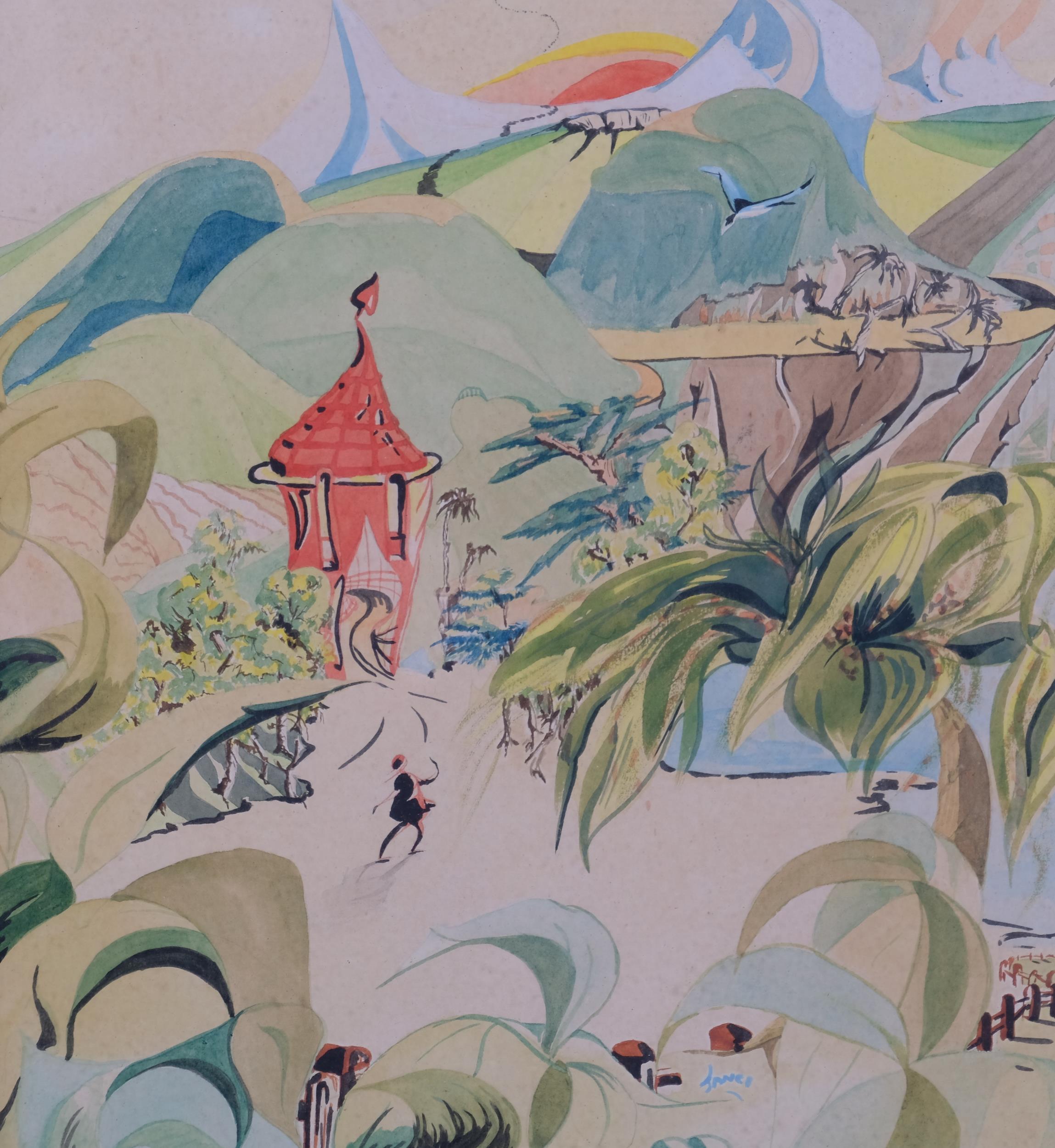 Tanci Bristol (1912 - 2006), 2 mid-century fantasy landscapes, probably illustrations, watercolours, - Image 3 of 4