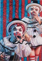 Ron English (born 1959), Clown Kids Smoking 2004, printed on Somerset textured acid free ultra white