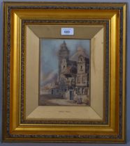 Samuel Prout, Continental buildings, watercolour, signed, 20cm x 15cm, framed Very slight paper