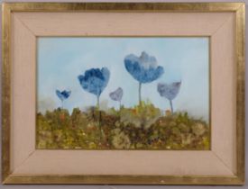 Gerald Parkinson (born 1926), blue flowers, gouache on paper, signed and dated 1970, 28cm x 44cm,