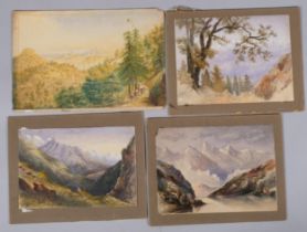 India and Kashmir, 4 x 19th century watercolours, all unsigned, 30cm x 45cm, ex-Geoffrey Roome