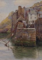 A G Pike, Polperro harbour, watercolour, signed, 37cm x 26cm, framed Some very light foxing in the