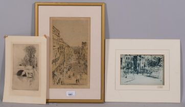 3 prints/etchings, comprising James Whistler, St James's Street June 1878, published by Vanity Fair,