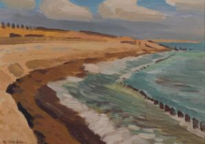 William Warden (1908 - 1982), Winchelsea beach, oil on board, signed, 26cm x 36cm, framed,