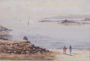 Mary Mitchell, 2 shore scenes, watercolour, signed, 24cm x 35cm, framed (2) Good condition