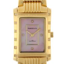 DIAMOND & CO - a lady's gold plated stainless steel quartz bracelet watch, ref. DC012, pink mother-