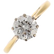 An 18ct gold 1.48ct solitaire diamond ring, colour approx E/F, clarity approx VS1/VS2, diamond