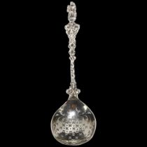 A Victorian silver Apostle sifter spoon, George Fox, London 1857, 17cm, 1.5oz No damage or repair,