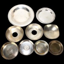A group of Egyptian silver and white metal dishes, largest 20cm, 24.4oz total Lot sold as seen