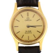 OMEGA - a lady's gold plated stainless steel De Ville quartz wristwatch, circa 1981, champagne