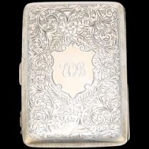 A large Edwardian silver cigar case, Joseph Gloster, Birmingham 1906, rectangular form, allover