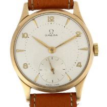 OMEGA - a Vintage 9ct gold mechanical wristwatch, ref. 13322, circa 1947, silvered dial with gilt