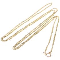 An Antique 9ct gold curb link long guard chain necklace, 140cm, 20.9g No damage or repair, no broken