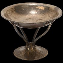 An Arts and Crafts George V silver pedestal comport, GL Connell Ltd, Birmingham 1913, circular