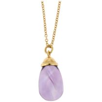 PALOMA PICASSO for TIFFANY & CO - an 18ct gold amethyst drop pendant necklace, set with polished