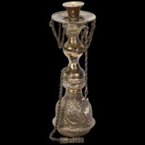 An Egyptian silver hookah pipe, 20cm, 7.9oz Several light dents to high points, marks clear