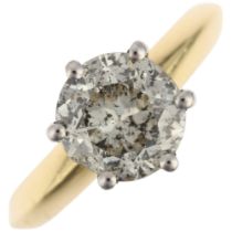 An 18ct gold 2.1ct solitaire diamond ring, London 1997, 6-claw set with old round brilliant-cut